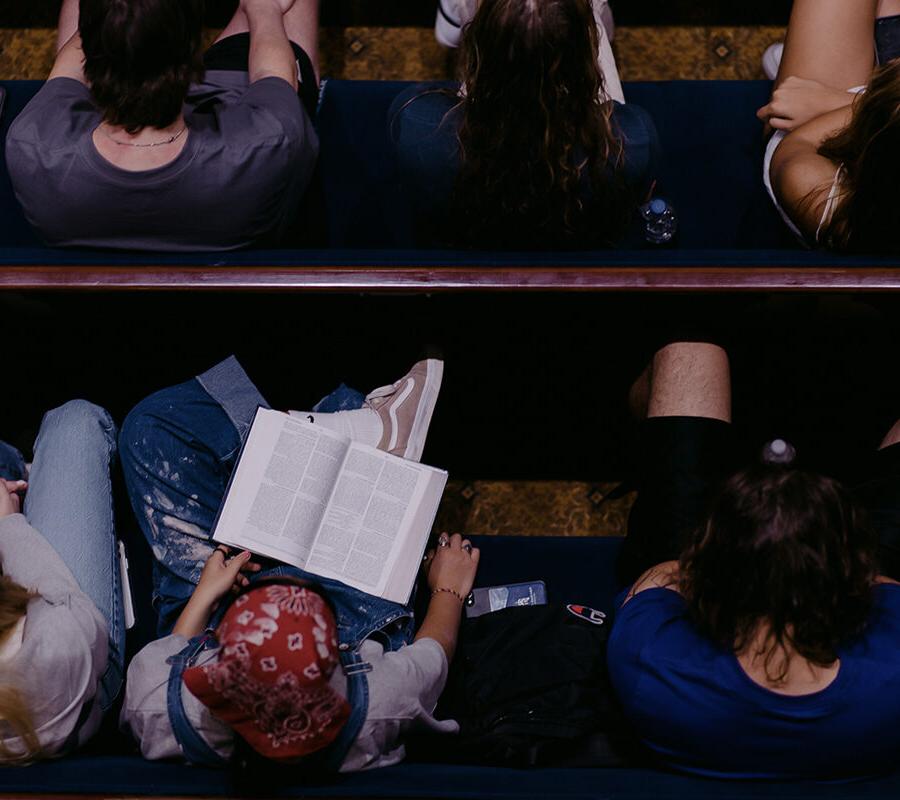 students from the Theological Studies major sitting in chapel